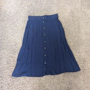 Westport Dark Blue Midi Skirt With Button Detailing